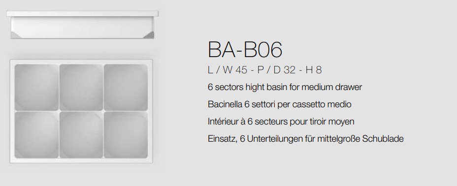 BACINELLA 6 SETTORI X CASSETTO M