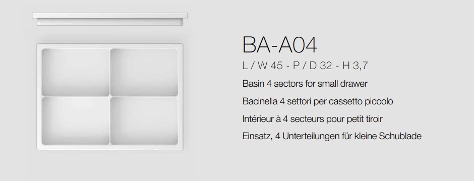 BACINELLA 4 SETTORI PER CASSETTO