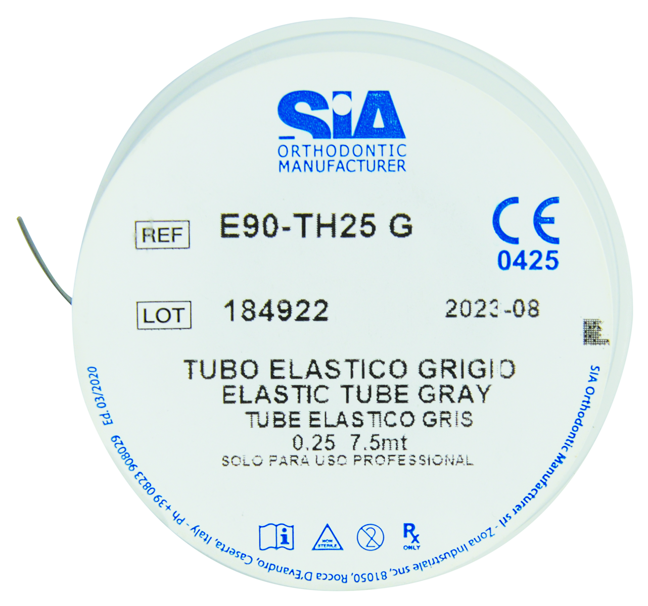 TUBO ELASTICO GRIGIO Ø 0.25 x 7,5 M