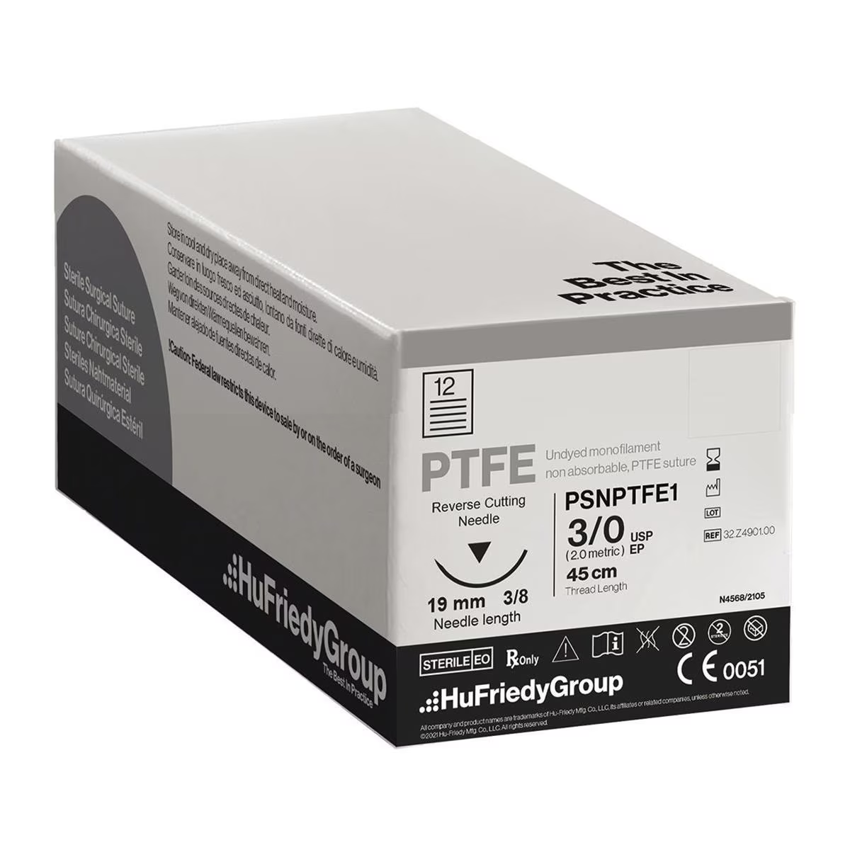 SUTURE PTFE 6-0 White 18" C-1 3/8 1