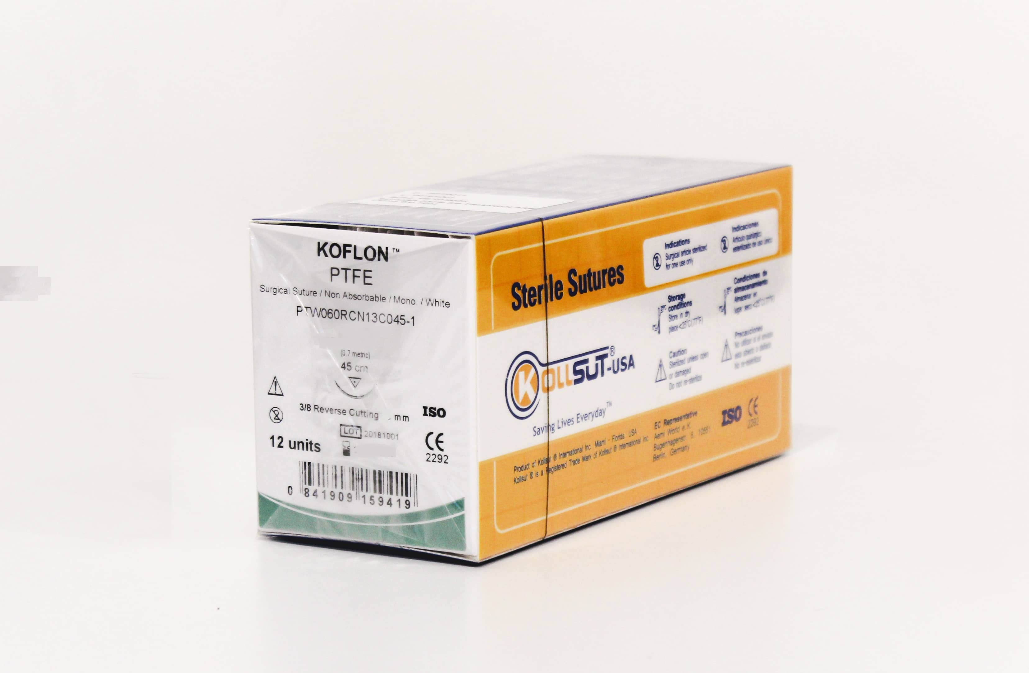 Suture PTFE Kolsut 4/0 ago 3/8 19 mm - 45 cm x 12 pz