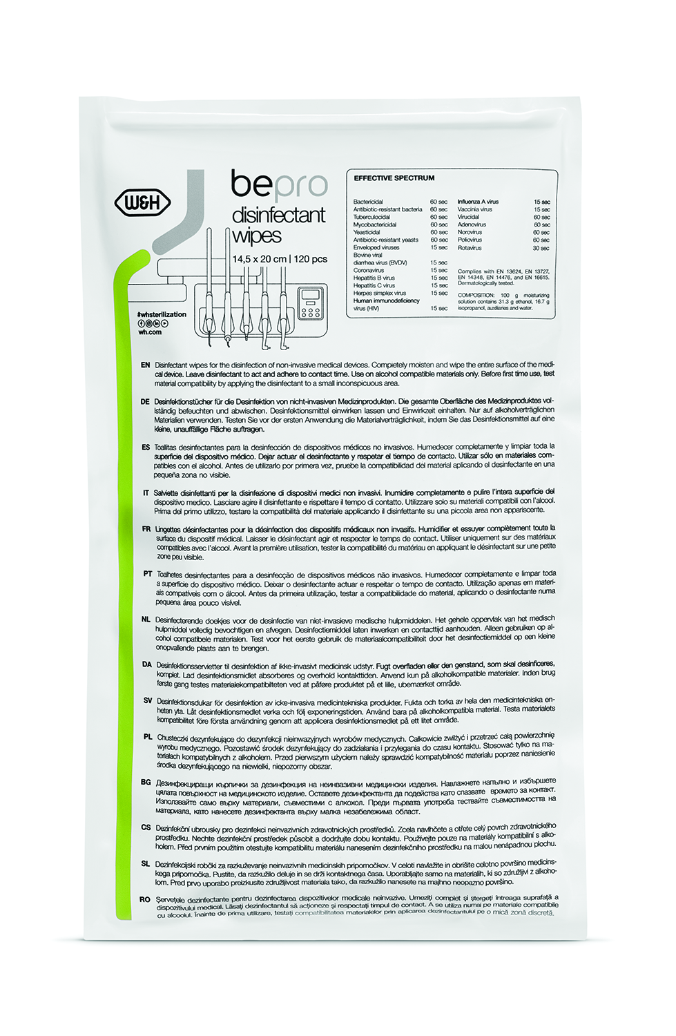 BEPRO DISINFECTANT WIPES Busta ricambio da 120 salviette