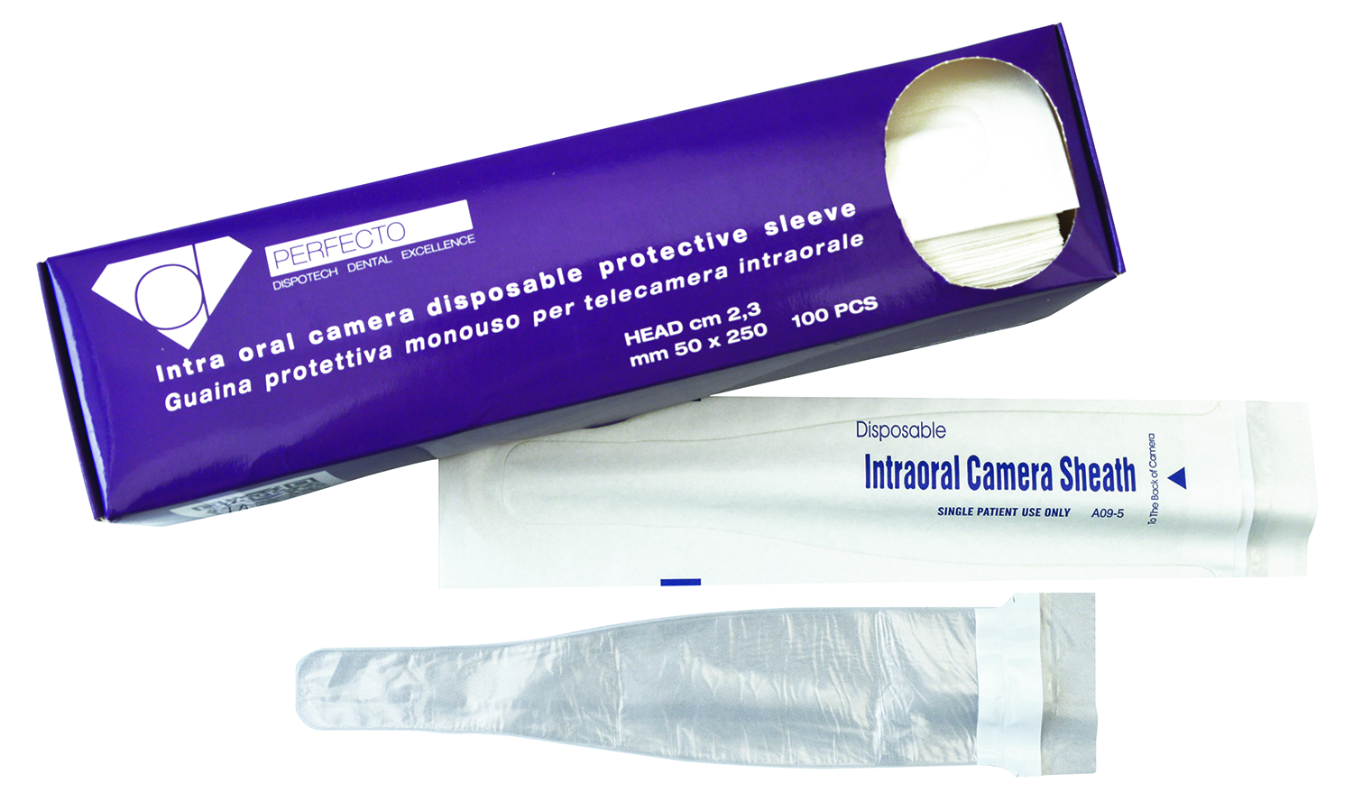 GUAINA PROTETTIVA PER TELECAMERA INTRAORALE Misura 250 X 50 mm - Confezione da 100 pz