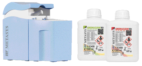 GREEN & CLEAN M2 Intro Kit: dosatore + 2 flaconi (rosso + verde) da 500 ml cad.