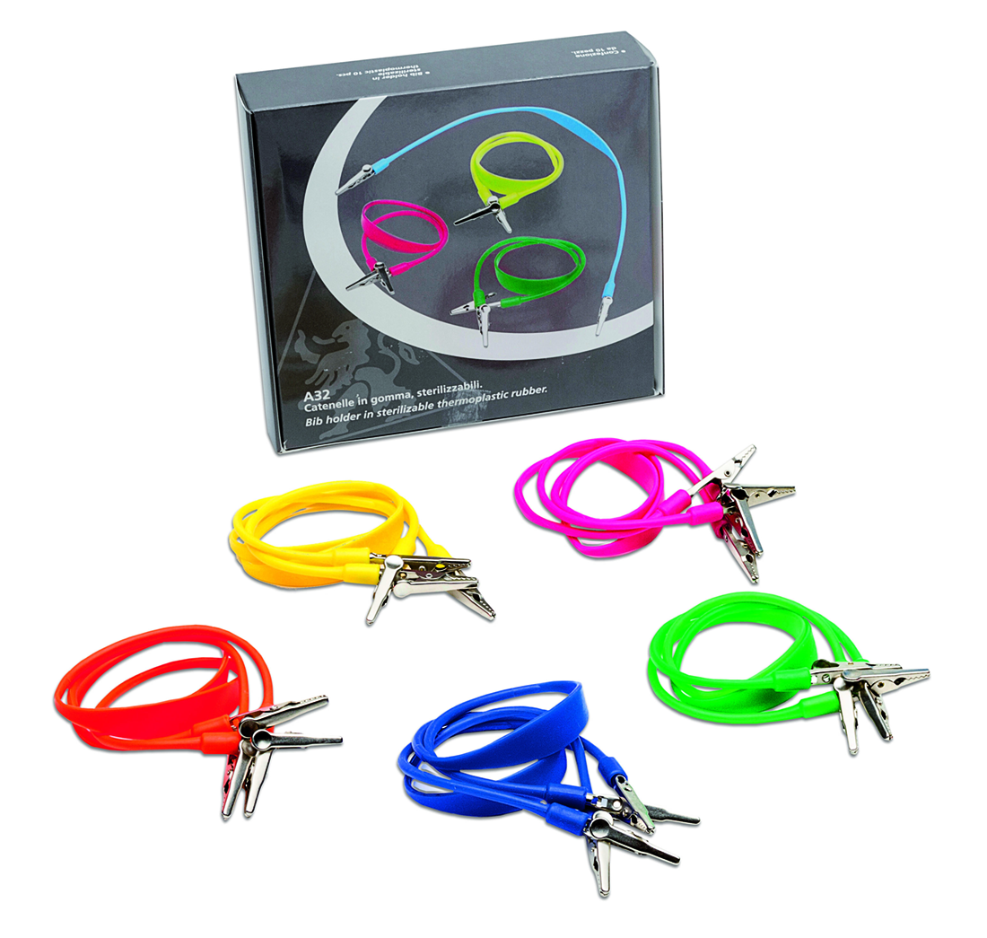 CATENELLE IN PLASTICA PER SALVIETTE Catenella in gomma termoplastica sterilizzabile. Confezioni da pz.10 - colori assortiti. NEW